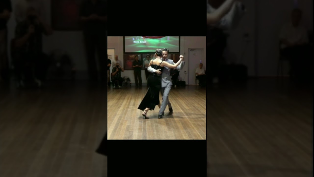 Featured dancers Dante Sanchez and Indira Hiayes dancing milonga