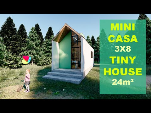 Tour mini casa 24m² | Kitnet 3x8 | Tiny house minimalista