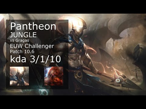 Pantheon Jungle vs Gragas - EUW Challenger 3/1/10 Patch 10.6 Gameplay