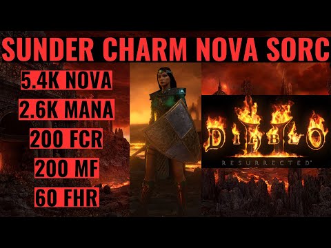 Diablo 2 Resurrected. D2R Online Sunder Charm 200 FCR Energy Shield Nova Sorc Build