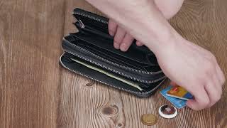 Стильный фактурный клатч на два отделения из лакированной натуральной кожи ST Leather 22693 черный