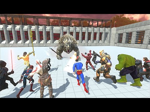 ANGUIRUS VS SUPERHERO - Animal Revolt Battle Simulator