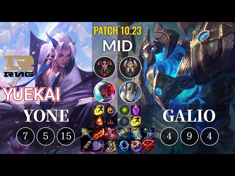 RNG yuekai Yone vs Galio Mid - KR Patch 10.23