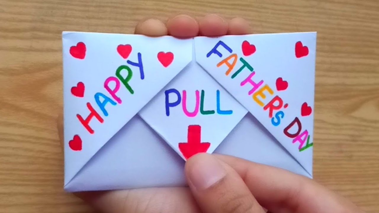 Watch video DIY - SURPRISE MESSAGE CARD FOR FATHER'S DAY | Pull Tab Origami Envelope Card | Father's Day Card Now DIY - SURPRISE MESSAGE CARD FOR FATHER'S DAY | Pull Tab Origami Envelope Card | Father's Day Card