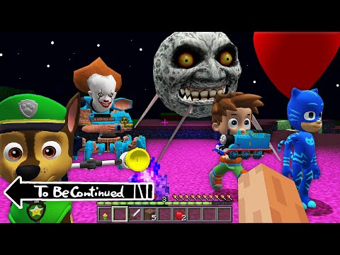 wow THOMAS THE TANK ENGINE vs SCARY MOON in Minecraft PJ MASKS PAW PATROL part 2 - Coffin Meme