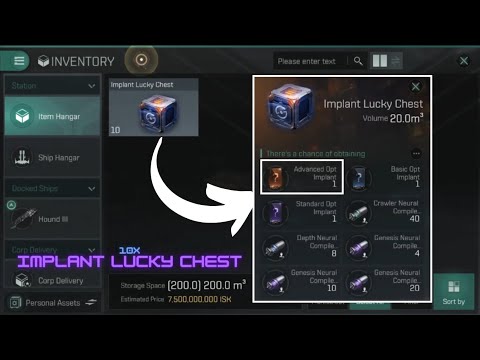 [[EVE ECHOES]] 10x Implant Lucky Chest opening