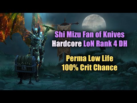 Hardcore No-Set Rank 4 with LoN Shi Mizu Fan of Knives! (Season 23 Demon Hunter)