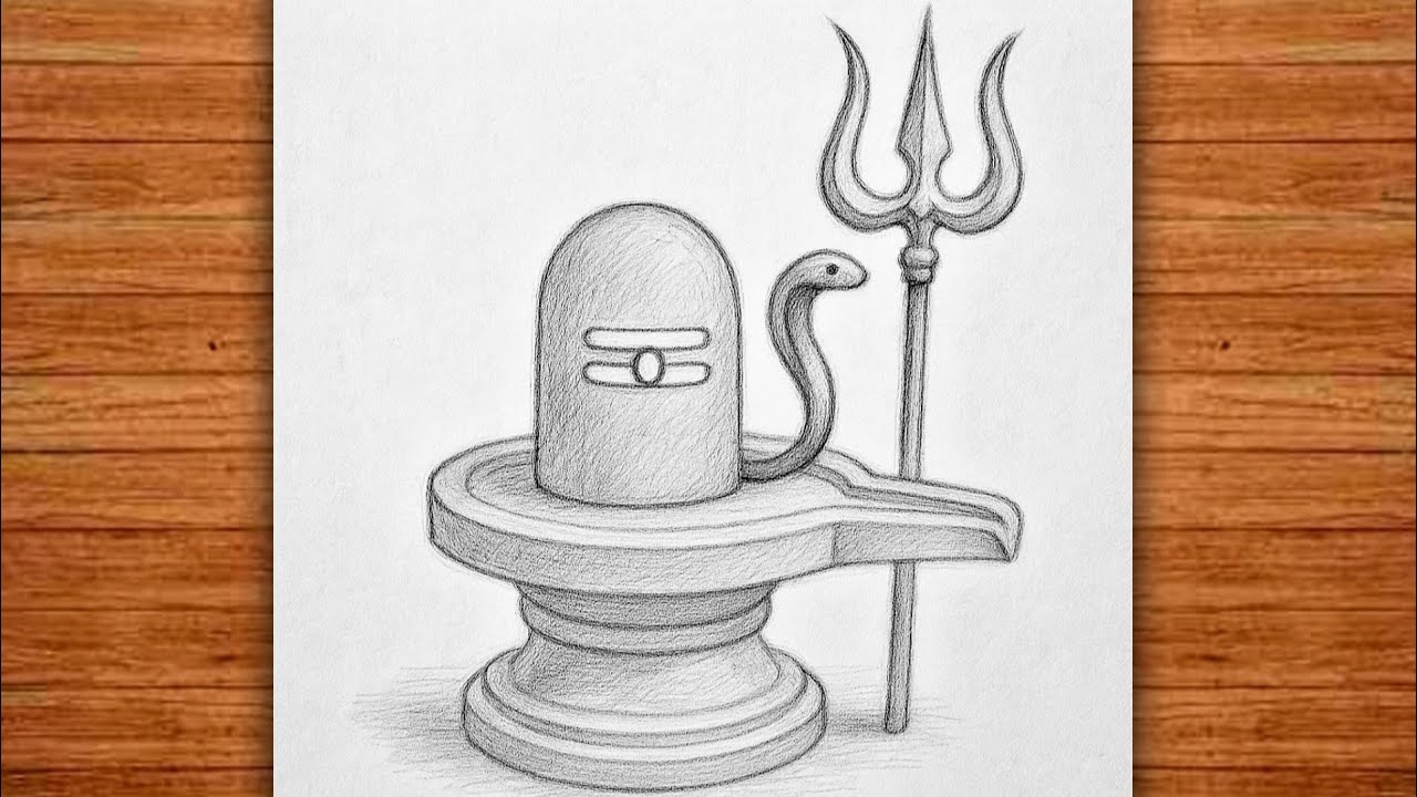 How To Draw Shivling With Trishul / Drawing of Shivling and Trishul / shiva lingam drawing easy