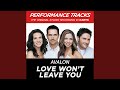 Love Won't Leave You (Performance Track In Key Of A)