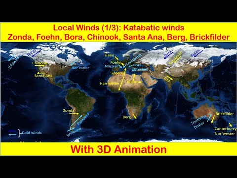 Local winds(1/3): Katabatic winds Zonda, Foehn, Bora, Chinook, Santa Ana, Berg, Brickfilder