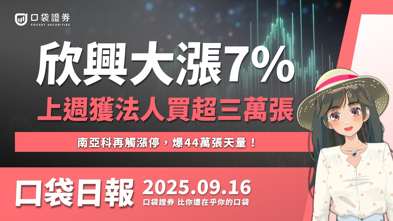 【口袋日報】欣興大漲7%,上週獲買超三萬張!南亞科一度觸漲停,爆44萬張天量!2025.09.16