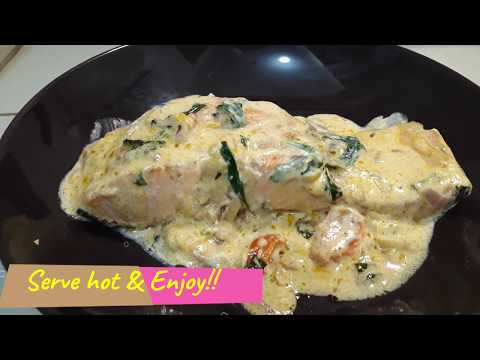 Creamy Salmon with Spinach and Basil | Salmon with Spinach and Basil Sauce recipe