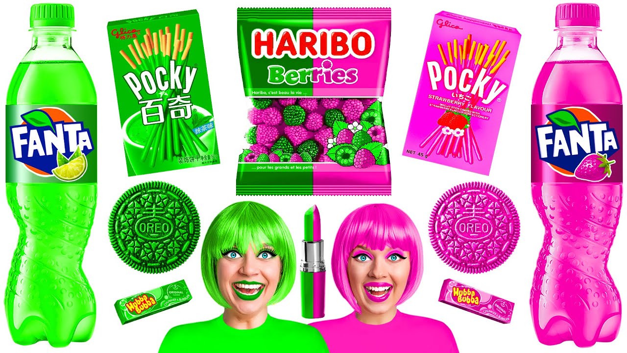 ピンクフードVS緑色フードチャレンジ | いたずら戦争 BooBoom Challenge