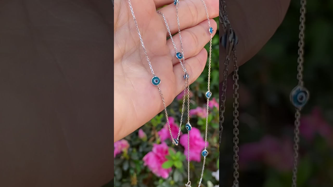 Colar de Prata 925 12 Pontos Olho Grego