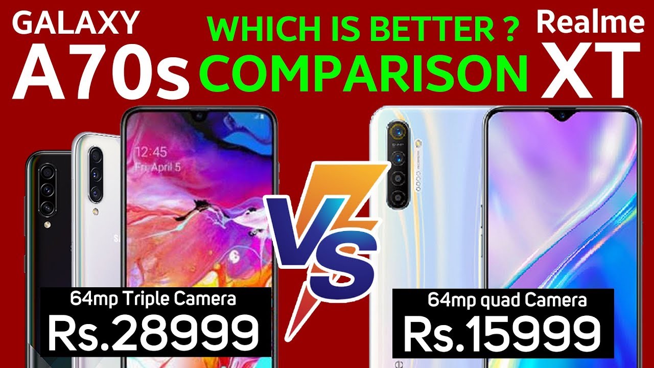 Samsung Galaxy A70s vs Realms XT | Display, Performance, Battery, 64MP Camera | Which is Best ?