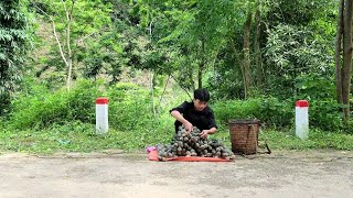 A poor boy picks fruit all by himself to sell. 
