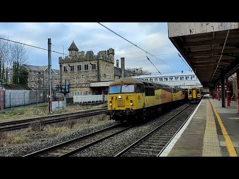 Loaded Log Wagons Freight Move Colas Rail 56094+56090 6J37 Lancaster 27/02/2023