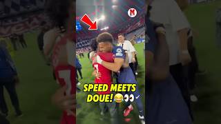 SPEED MEETS DOUÉ AND HIS REACTION IS PRICELESS!😂🕺#Speed #ChampionsLeague #PSG #ViralMoment