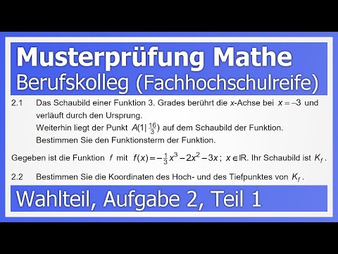 Mathe Fach Abi: Musterprüfung (BW), Wahlteil, Aufgabe 2, Teil 1 | How to Mathe