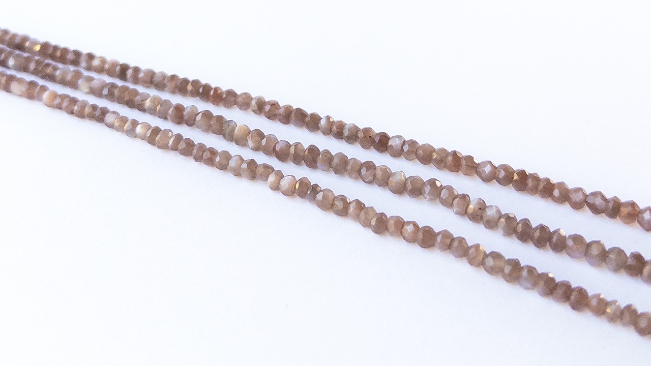 Chocolate Moonstone | Faceted Rondelle | 4.5mm-5mm Bead Size | 33cm Strand Length video