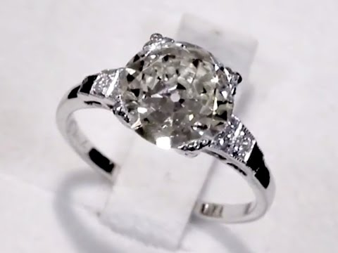 2.07 ct Diamond and 0.04 ct Onyx, Platinum Solitaire Ring - Antique and Contemporary A4307