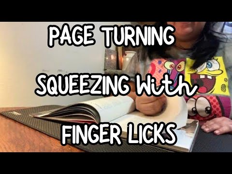 Page Turning Squeezing With Finger Licks Through Book Pages Of Glossy Book | ASMR
