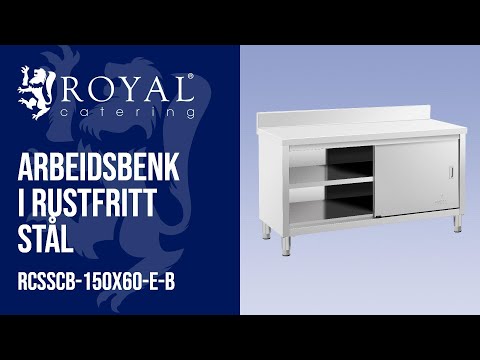 video - Arbeidsbenk i rustfritt stål - ECO - 151 x 60 - 600 kg - bakkant - Royal Catering