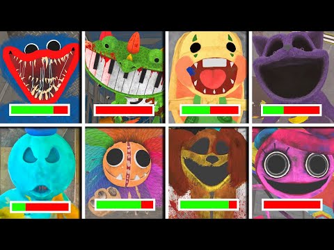 Poppy Playtime: Chapters 1, 2, 3, 4 - All BOSSES With HEALTHBARS in BRIGHT Mode