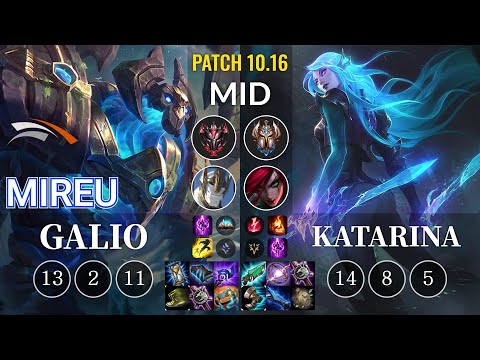 HLE Mireu Galio vs Katarina Mid - KR Patch 10.16