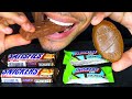ASMR SNICKERS ICE CREAM BARS CHOCOLATE CANDY BAR MOUTH SOUNDS JERRY CANDY ASMR MUKBANG