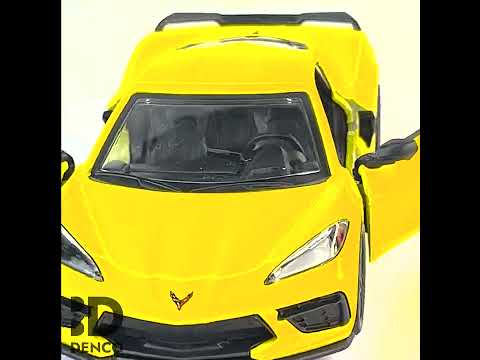Металлическая машинка Kinsmart 1:36 «Chevrolet Corvette Stingray C8» KT5432D,12,5 см., инерционная / Желтый