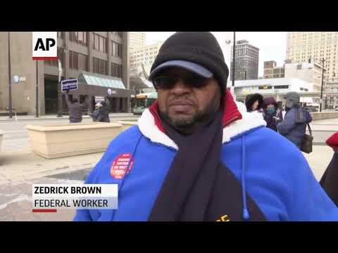 Federal workers in Detroit and Chicago hold rallies denouncing the ongoing government shutdown (Jan. 10)