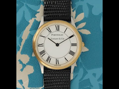 c2007 Tiffany & Co. Portfólio relógio unissex bi metal de 33 mm.