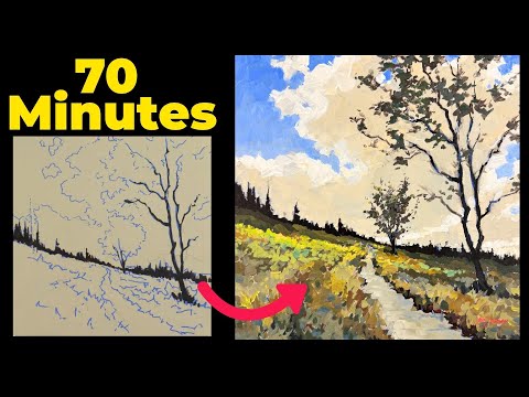 Beautiful Hillside Hike Landscape in Acrylics | Full Tutorial | For the Love of Painting