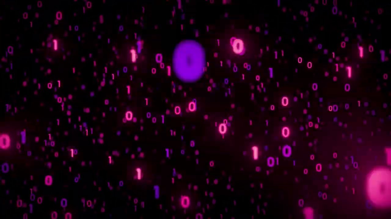 Glowing Binary Code Rain in Digital Space | Futuristic AI Visuals | ZeroLicense Visuals