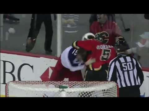 Derek Dorsett vs Mark Giordano Oct 20, 2009