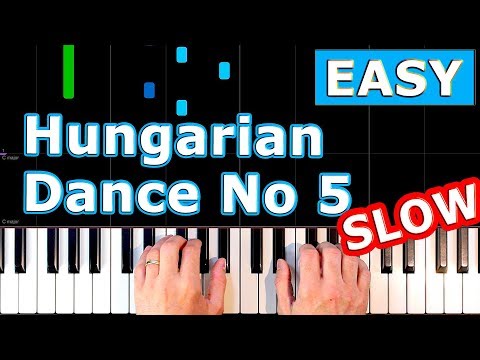 Brahms - Hungarian Dance No 5 - SLOW EASY Piano Tutorial [Sheet Music]