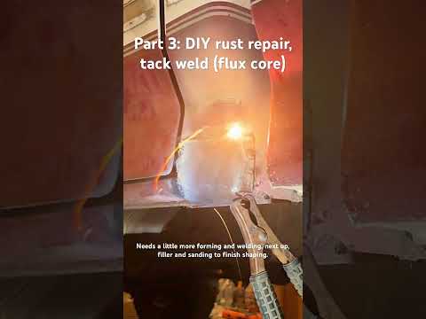 Part 3: DIY rust repair, tack weld, one bead at a time, then grind flush.