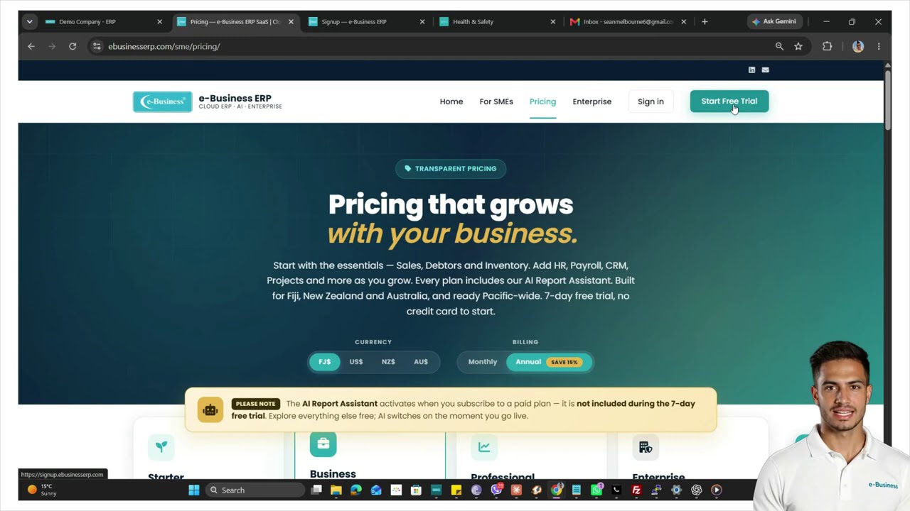 e-Business ERP overview video — a quick tour of the platform and instant workspace creation