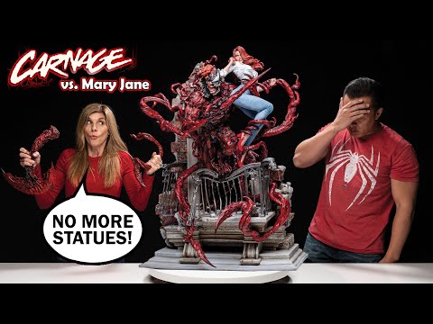 CARNAGE vs. MARY JANE!!! My Wife Helps Me Build This HUGE Statue and it Breaks!