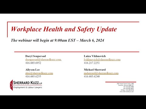 Workplace Health and Safety Update