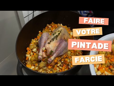 Pintade farcie aux légumes d'hiver (recette du restaurant Au Gré des Sens à Rosult)