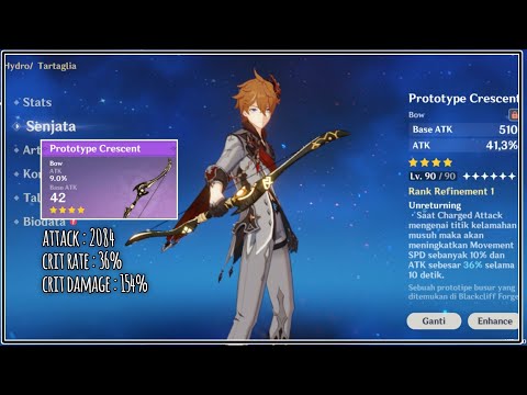 Childe uses the "Prototype Crescent" weapon ? watch this video - Genshin Impact