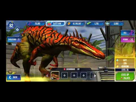 SUCHOMIMUS UPDATE MAX LEVEL 40 BATTLE / Jurassic world the game #1365