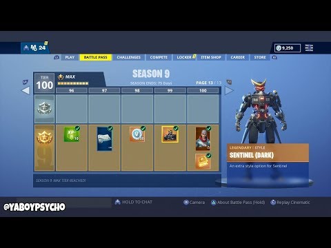 Spending 13,750 V-BUCKS on ALL 100 TIERS in SEASON 9 BATTLE PASS (TIER 100 “VENDETTA” SKIN) Video