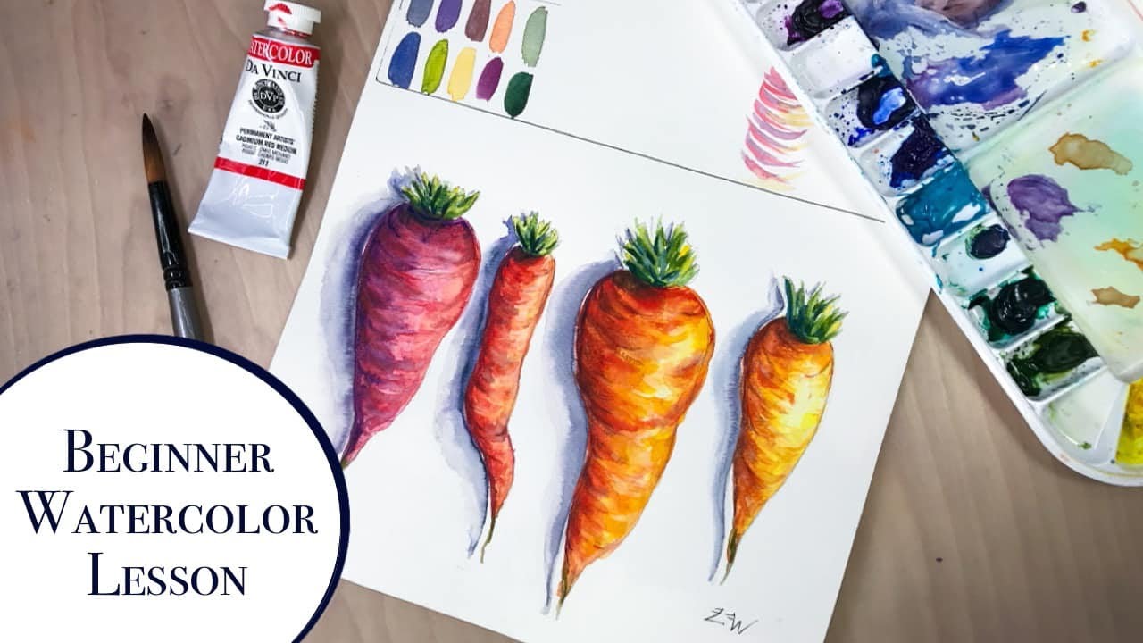 Painting a Carrot using watercolors || Beginner Watercolor lesson