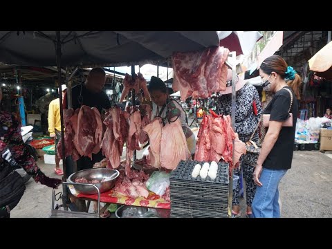Morning Street Market in Takhmao Thmey - Most Fresh Vegetables, Fish & More Food Type Selling Here