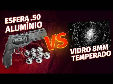 HOME DEFENSE T4E Esfera de Alumínio .50 vs Vidro Temperado 8mm - Airgun .50 T4E Umarex