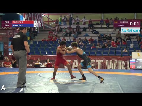 1/8 GR - 54 kg: D. TOSHEV (RUS) df. D. NAKAEV (GER) by VSU, 8-0