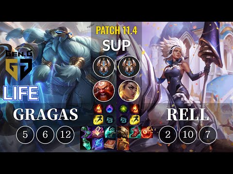 GEN Life Gragas vs Rell Sup - KR Patch 11.4